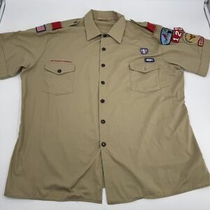 Vintage Boy Scouts Of America Mens Size 2XL Official Shirt BSA Khaki Made In USA